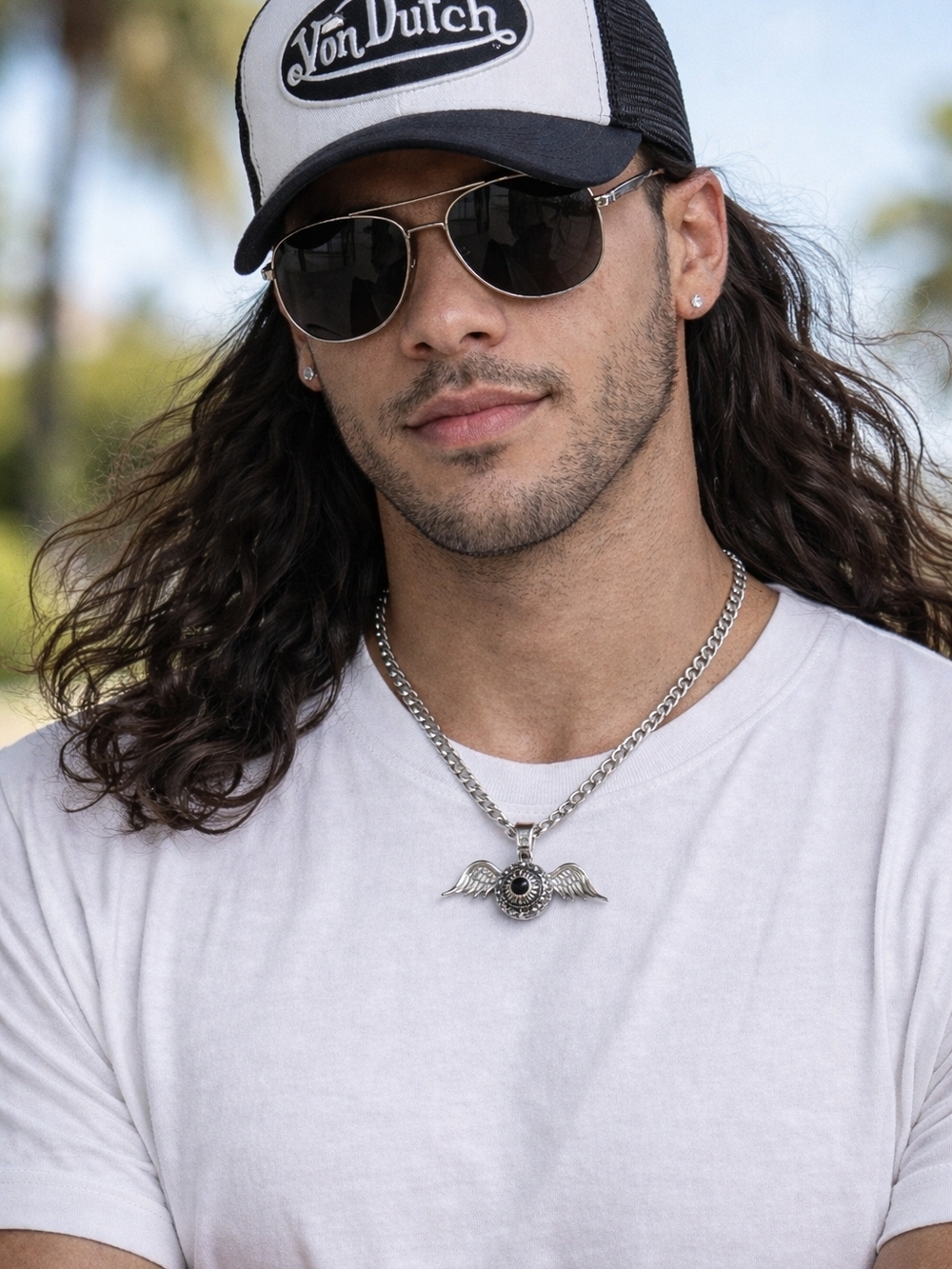 Von Dutch Silver Winged Pendant Necklace